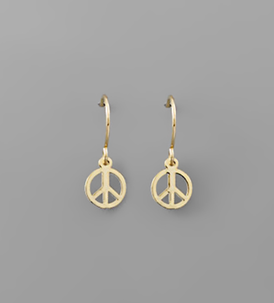 Brass Peace Sign Earrings