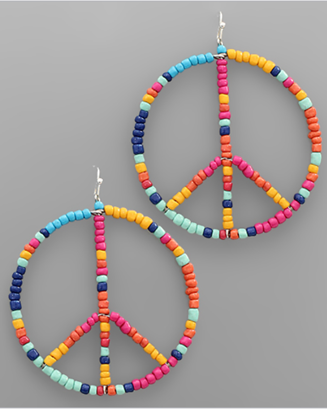 Multi Beaded Peace Sign Earrings