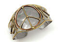 Mixed Metal Adjustable Peace Sign Cuff