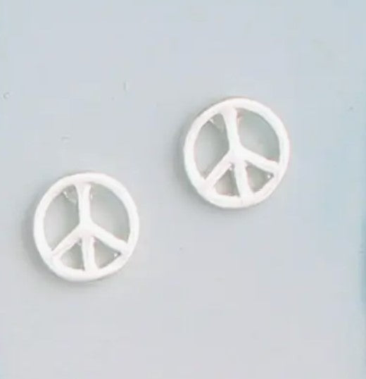 Silver Peace Sign Post Earrings