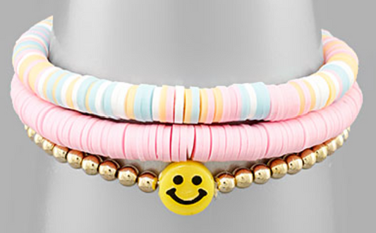 2 Rubber & Smile Metal Beads Bracelet