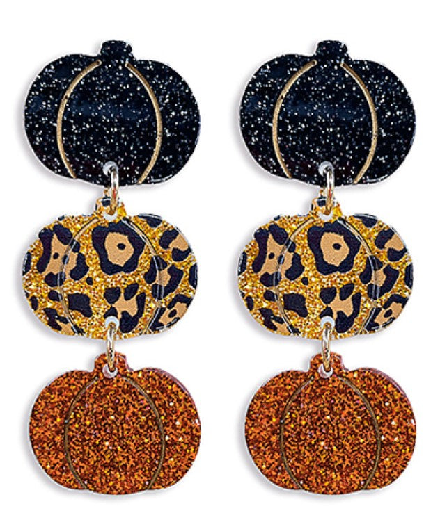 3 Pumpkin Dangle Earrings