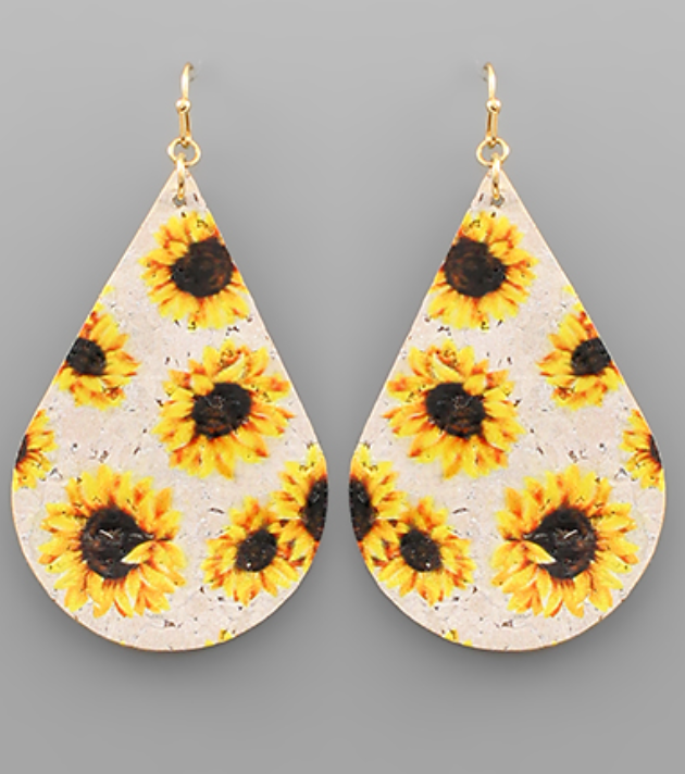 Multi Flower Printed Cork Earrings
