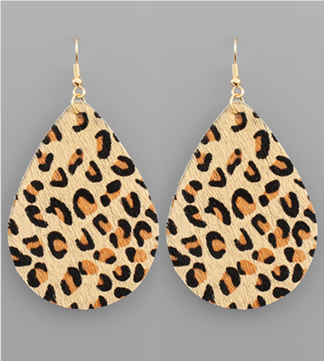 Leopard Cowhide Teardrop Earrings