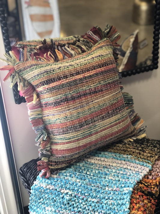 Multi-Color Chindi Pillow