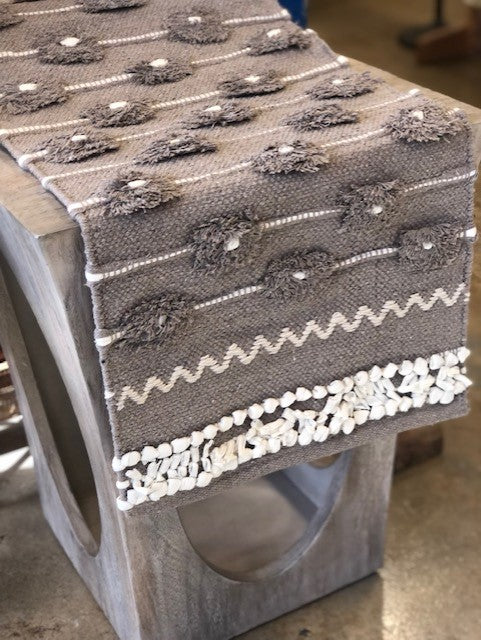 Taupe Boho Runner with Flowers