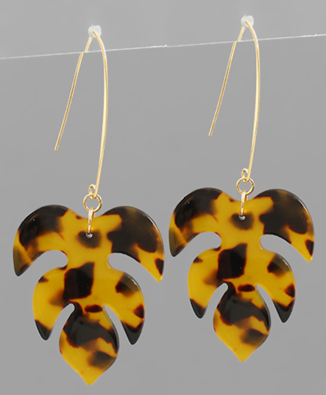 Monstera Long Fishhook Earrings