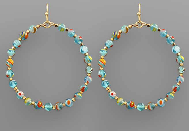 Circle Flower Glass Bead Earrings