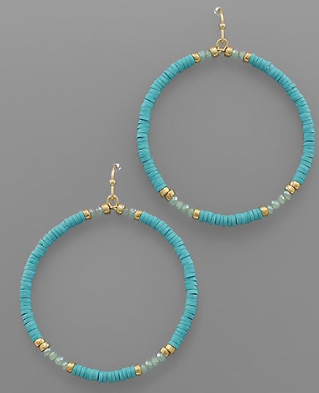 Turquoise & Gold Rubber Bead Earrings