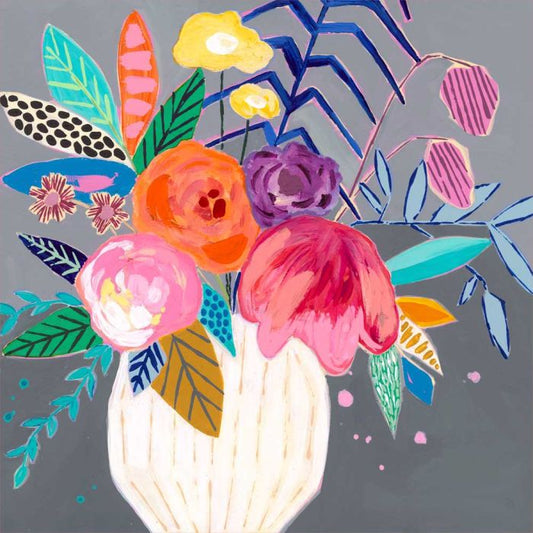 Gray Vibrant Flowers Poster Decal