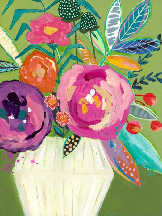 Green Vibrant Flowers Poster Decal