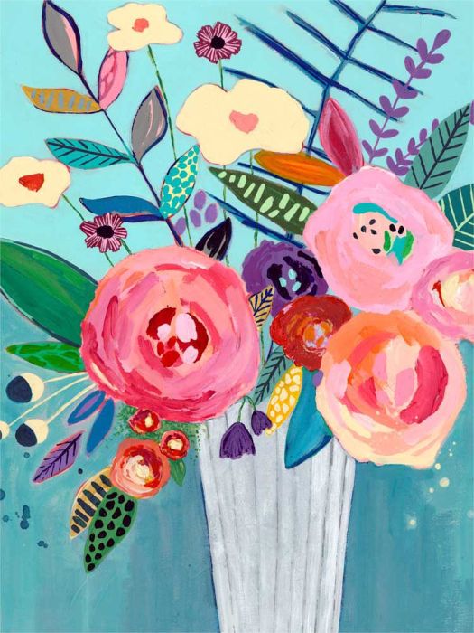 Turquoise Vibrant Flowers Poster Decal