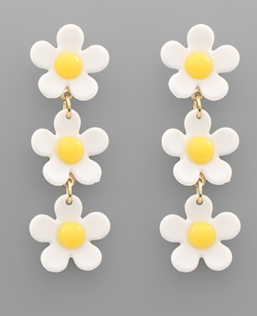 3 Acrylic Flower Drop Earrings