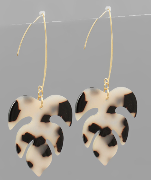 Monstera Long Fishhook Earrings