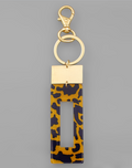 Acrylic Leopard Rectangle Key Chain