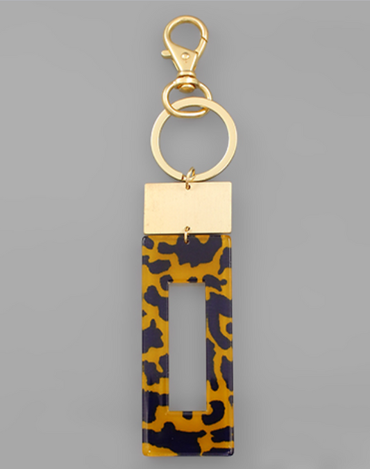 Acrylic Leopard Rectangle Key Chain
